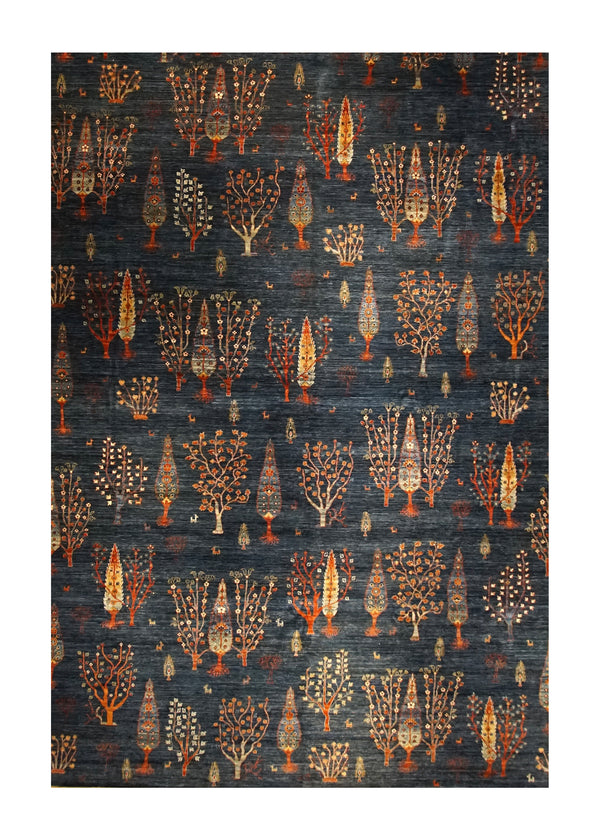 A34389 Oriental Rug Pakistani Handmade Area Transitional Tribal 12'3'' x 17'11'' -12x18- Blue Orange Pictorial Tree of Life Design