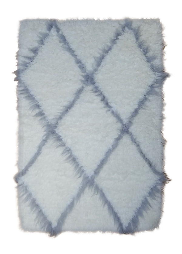 A34416 Oriental Rug Indian Handmade Area Modern Neutral 2'0'' x 3'0'' -2x3- Gray Geometric Shag Moroccan Design