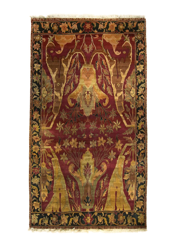 A34444 Oriental Rug Indian Handmade Area Transitional 5'12'' x 10'7'' -6x11- Yellow Gold Red Floral Jaipur Design