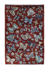A34473 Oriental Rug Pakistani Handmade Area Transitional Tribal 2'1'' x 3'1'' -2x3- Red Open Pictorial Animals Gabbeh Design