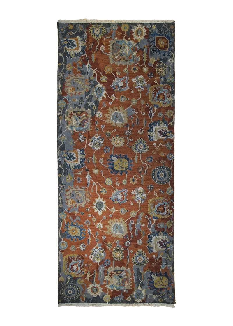 A34478 Oriental Rug Indian Handmade Area Transitional 4'0'' x 9'9'' -4x10- Red Soumak Oushak Design
