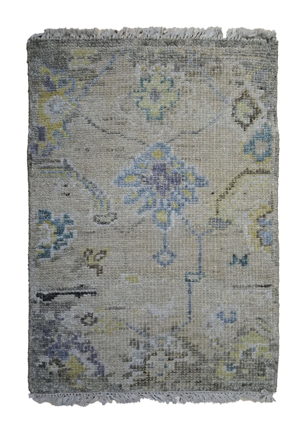 A34489 Oriental Rug Indian Handmade Area Transitional 2'0'' x 3'0'' -2x3- Whites Beige Purple Oushak Design