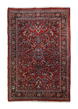 A34490 Persian Rug Sarouk Handmade Area Antique Traditional 5'4'' x 8'0'' -5x8- Red Floral Design