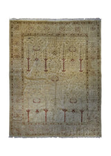 A34495 Oriental Rug Pakistani Handmade Area Transitional 7'11'' x 9'7'' -8x10- Whites Beige Antique Washed Tree of Life Design