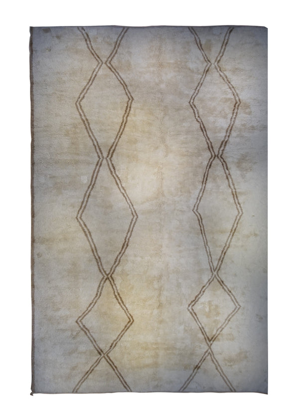A34496 Oriental Rug Moroccan Handmade Area Tribal 15'5'' x 23'4'' -15x23- Whites Beige Geometric Shag Design