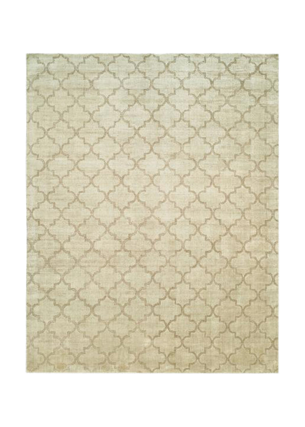 A34497 Oriental Rug Indian Handmade Area Transitional Neutral 9'10'' x 14'2'' -10x14- Whites Beige Open Geometric Design
