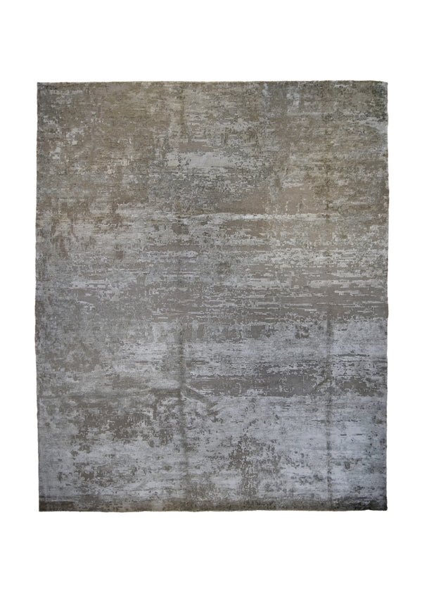 A34498 Oriental Rug Indian Handmade Area Modern Neutral 9'2'' x 12'1'' -9x12- Gray Abstract Splatter Design