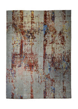 A34506 Oriental Rug Indian Handmade Area Modern 10'0'' x 14'0'' -10x14- Whites Beige Red Abstract Splatter Design.jpg