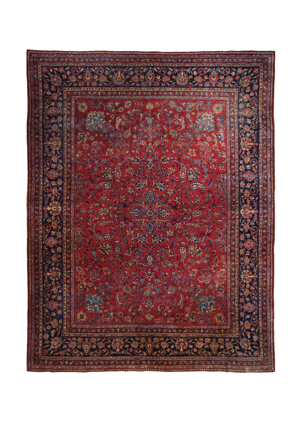 A34512 Persian Rug Kashan Handmade Area Antique Traditional 7'12'' x 10'8'' -8x11- Red Floral Design
