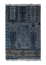A34533 Oriental Rug Indian Handmade Area Transitional Tribal 2'0'' x 3'1'' -2x3- Blue Geometric Design