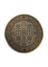A34565 Oriental Rug Indian Handmade Round Traditional 5'2'' x 5'2'' -5x5- Whites Beige Floral Design
