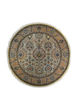 A34570 Oriental Rug Indian Handmade Round Traditional 5'12'' x 6'0'' -6x6- Whites Beige Floral Design