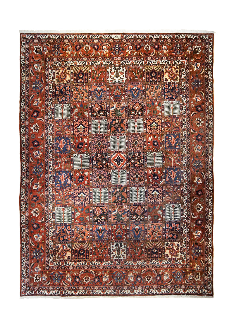 A34593 Persian Rug Bakhtiari Handmade Area Tribal 9'11'' x 13'4'' -10x13- Red Garden Design