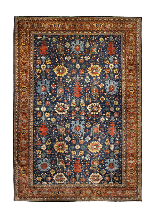 A34598 Oriental Rug Pakistani Handmade Area Transitional Tribal 12'4'' x 17'9'' -12x18- Blue Red Heriz Design