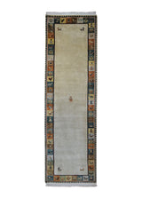 A34608 Oriental Rug Indian Handmade Runner Tribal 2'6'' x 8'2'' -3x8- Whites Beige Multi-color Open Animals Gabbeh Design