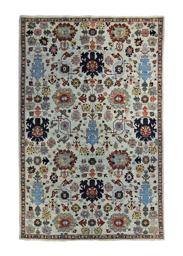 A34626 Oriental Rug Pakistani Handmade Area Transitional 5'2'' x 7'10'' -5x8- Whites Beige Oushak Design