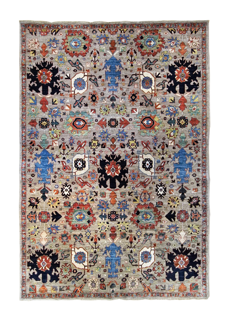 A34628 Oriental Rug Pakistani Handmade Area Transitional 6'3'' x 8'10'' -6x9- Whites Beige Oushak Design