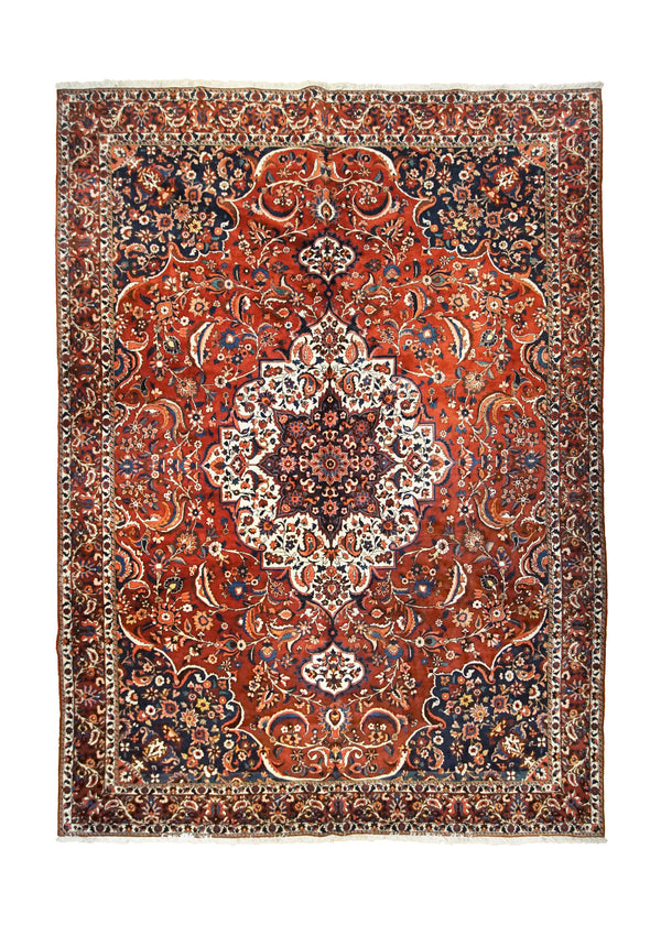 A34643 Persian Rug Bakhtiari Handmade Area Tribal 9'4'' x 12'10'' -9x13- Red Floral Design