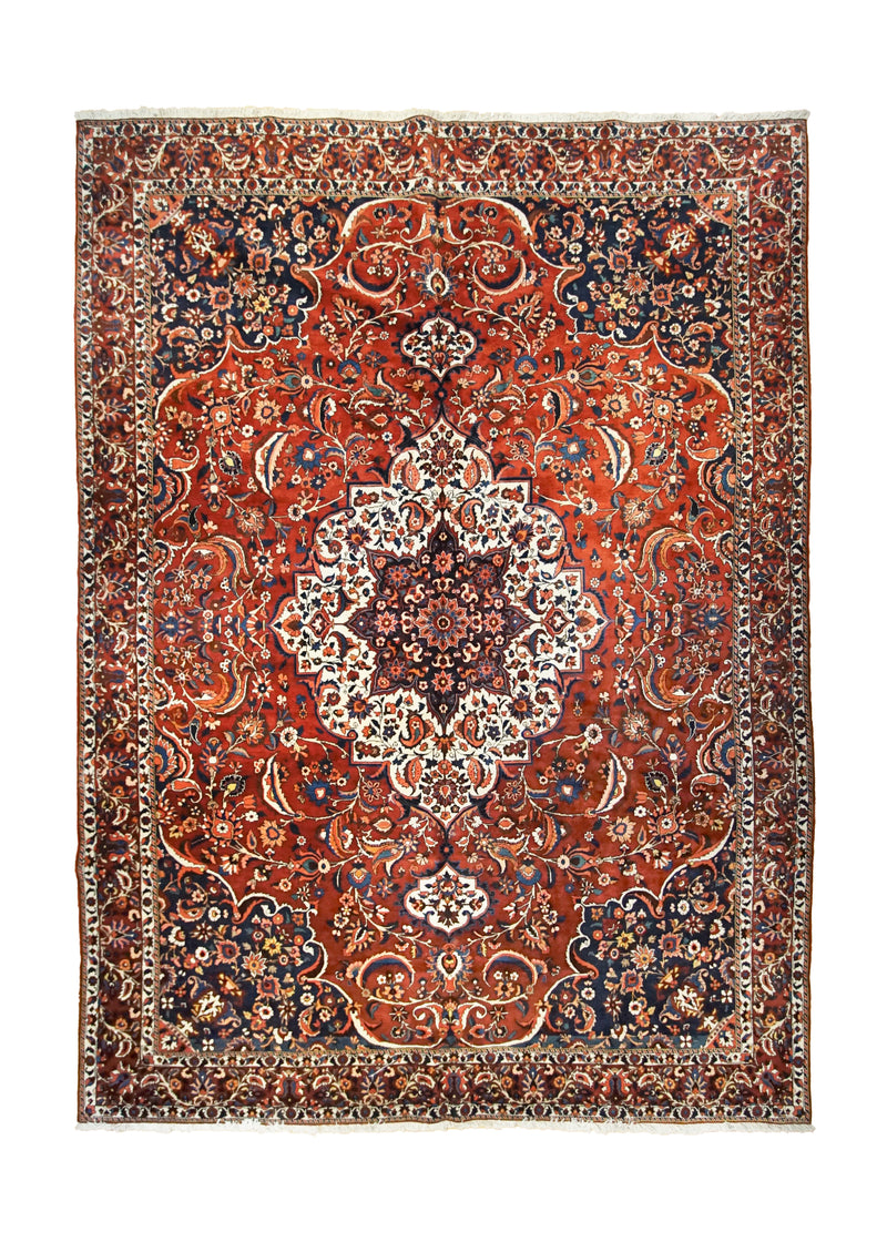 A34643 Persian Rug Bakhtiari Handmade Area Tribal 9'4'' x 12'10'' -9x13- Red Floral Design