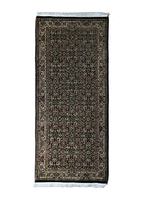 A34647 Oriental Rug Indian Handmade Runner Traditional 2'8'' x 6'1'' -3x6- Black Green Herati Design