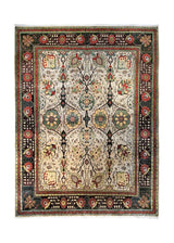 A34654 Oriental Rug Turkish Handmade Area Transitional 7'12'' x 10'11'' -8x11- Green Whites Beige Floral Design