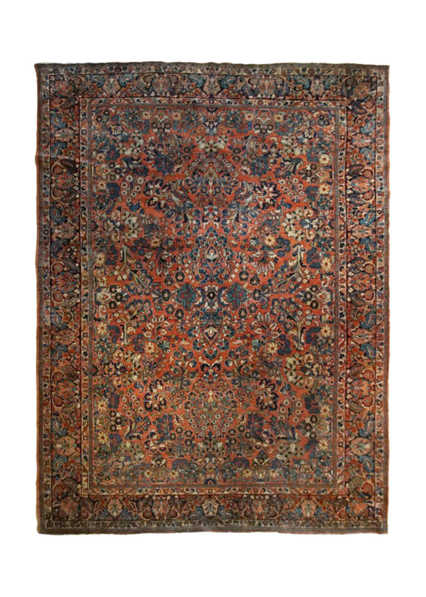A34670 Persian Rug Sarouk Handmade Area Antique Traditional 7'6'' x 10'6'' -8x11- Red Floral Design