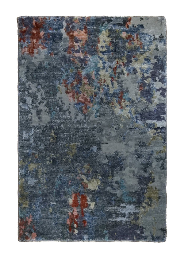 A34673 Oriental Rug Indian Handmade Area Modern 2'0'' x 3'0'' -2x3- Gray Abstract Splatter Design