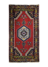 A34676 Oriental Rug Turkish Handmade Area Tribal 4'1'' x 7'6'' -4x8- Red Geometric Design