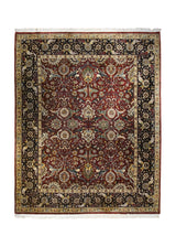 A34685 Oriental Rug Indian Handmade Area Traditional 8'1'' x 10'1'' -8x10- Green Red Floral Design