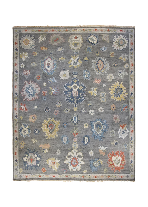 A34722 Oriental Rug Indian Handmade Area Transitional 8'2'' x 10'2'' -8x10- Gray Oushak Design