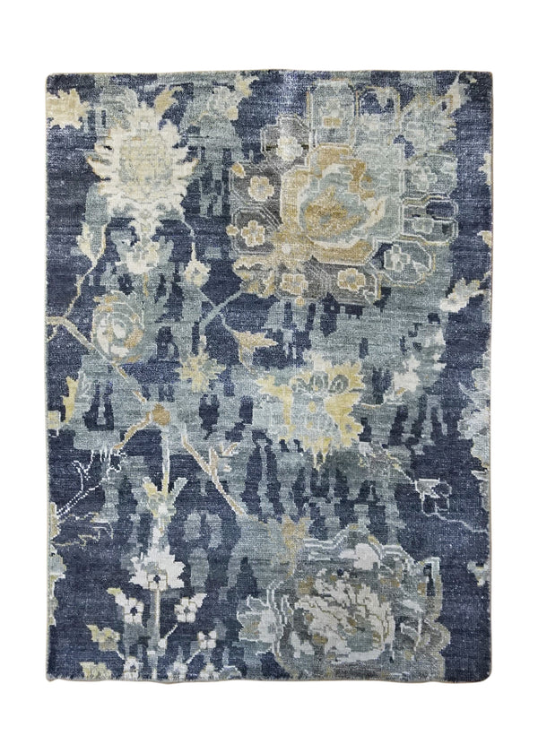 A34731 Oriental Rug Indian Handmade Area Transitional 2'6'' x 3'6'' -3x4- Blue Yellow Gold Oushak Design