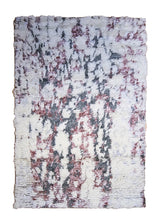 A34740 Oriental Rug Indian Handmade Area Modern 3'6'' x 5'6'' -4x6- Whites Beige Red Wavy Edge Shag Abstract Splatter Design