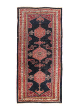 A34749 Persian Rug Bijar Handmade Area Antique Traditional 6'7'' x 14'0'' -7x14- Red Blue Geometric Design