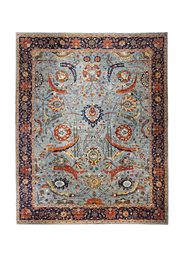 A34755 Oriental Rug Pakistani Handmade Area Transitional 12'1'' x 14'9'' -12x15- Red Blue Floral Design