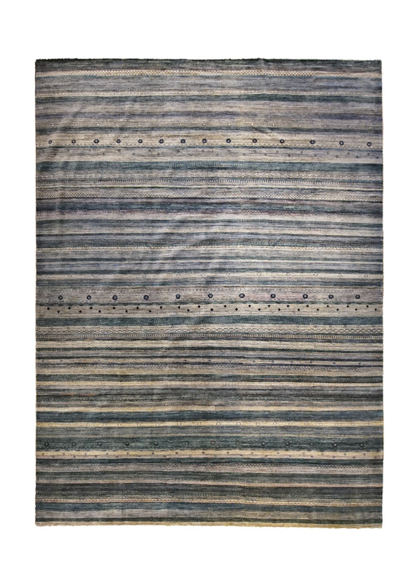 A34784 Oriental Rug Pakistani Handmade Area Transitional 9'9'' x 13'8'' -10x14- Blue Stripes Design