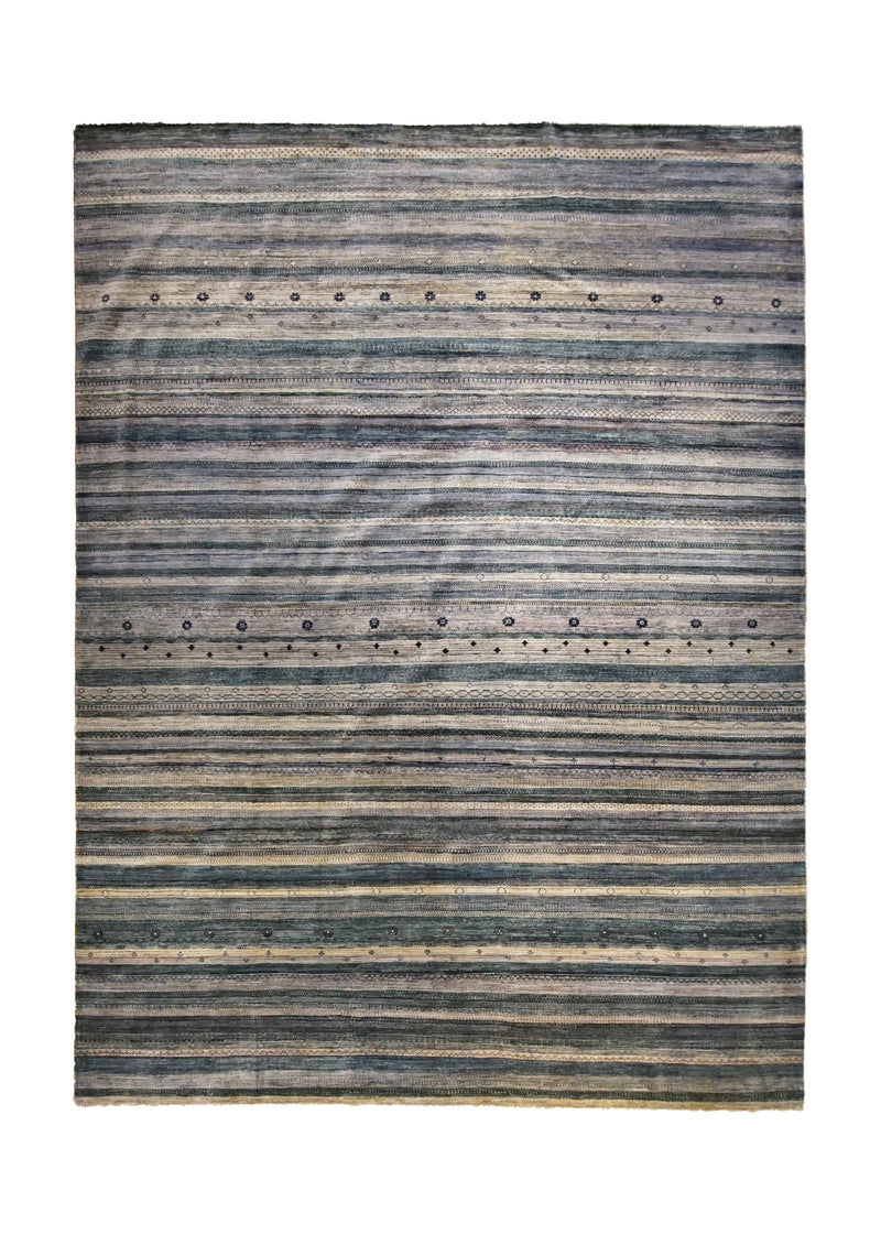 A34784 Oriental Rug Pakistani Handmade Area Transitional 9'9'' x 13'8'' -10x14- Blue Stripes Design
