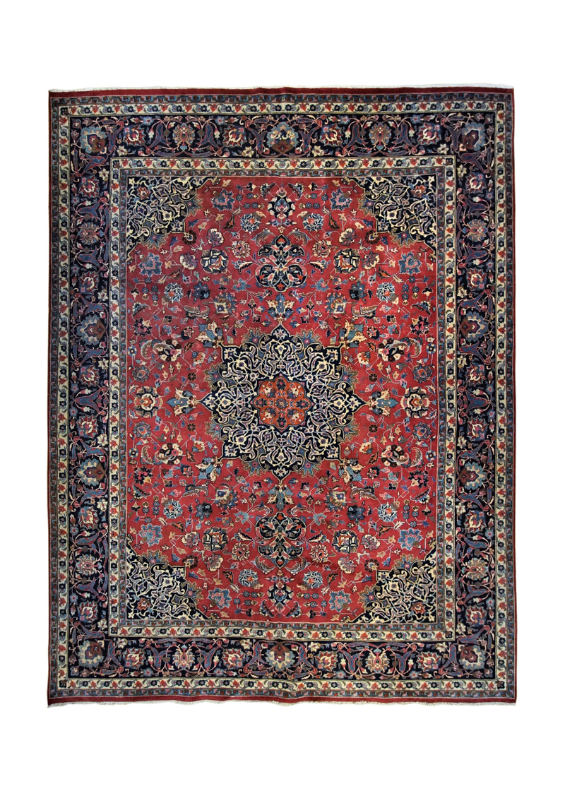 A34795 Persian Rug Mashhad Handmade Area Traditional 9'10'' x 12'9'' -10x13- Blue Floral Design