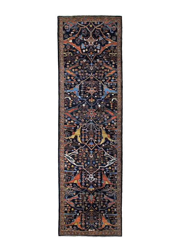 A34799 Oriental Rug Pakistani Handmade Runner Transitional 2'10'' x 9'9'' -3x10- Blue Mostofi Heriz Design