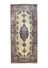 A34804 Persian Rug Kerman Handmade Area Antique Traditional 9'11'' x 21'10'' -10x22- Pink Whites Beige Open Floral Design