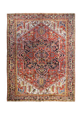 A34810 Persian Rug Heriz Handmade Area Tribal 8'7'' x 11'3'' -9x11- Red Geometric Design