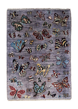 A34815 Oriental Rug Pakistani Handmade Area Transitional Tribal 2'1'' x 3'0'' -2x3- Purple Animals Gabbeh Design