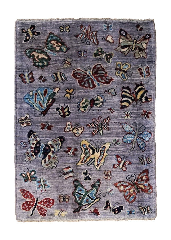 A34815 Oriental Rug Pakistani Handmade Area Transitional Tribal 2'1'' x 3'0'' -2x3- Purple Animals Gabbeh Design