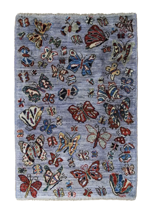 A34819 Oriental Rug Pakistani Handmade Area Transitional Tribal 2'2'' x 3'2'' -2x3- Purple Animals Gabbeh Design