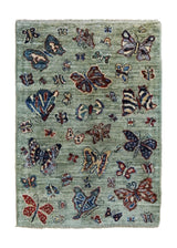 A34820 Oriental Rug Pakistani Handmade Area Transitional Tribal 2'1'' x 2'11'' -2x3- Green Animals Gabbeh Design