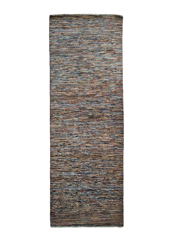 A34823 Oriental Rug Pakistani Handmade Runner Transitional 2'8'' x 7'10'' -3x8- Red Multi-color Stripes Gabbeh Design