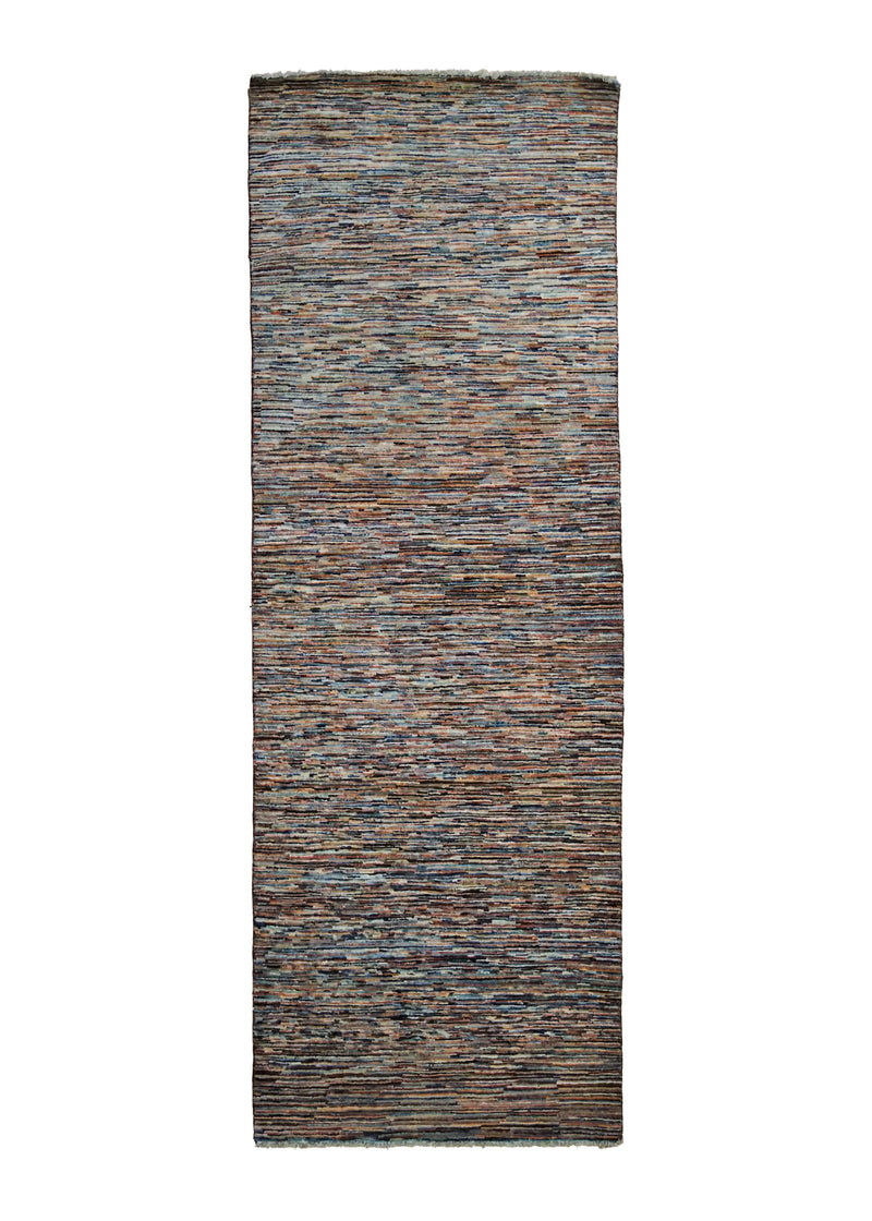 A34823 Oriental Rug Pakistani Handmade Runner Transitional 2'8'' x 7'10'' -3x8- Red Multi-color Stripes Gabbeh Design