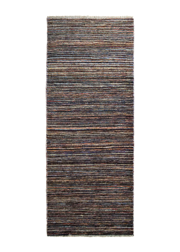 A34824 Oriental Rug Pakistani Handmade Runner Transitional 2'5'' x 6'1'' -2x6- Red Multi-color Stripes Gabbeh Design