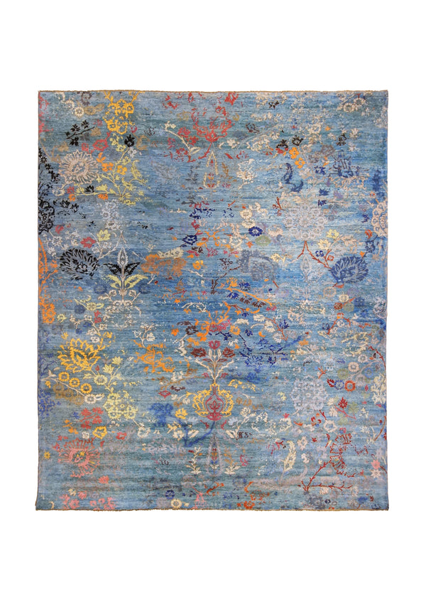 A34831 Oriental Rug Pakistani Handmade Area Modern 8'3'' x 9'9'' -8x10- Blue Multi-color Abstract Erased Design