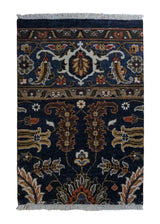 A34845 Oriental Rug Indian Handmade Area Transitional 2'1'' x 3'0'' -2x3- Blue Floral Partition Design