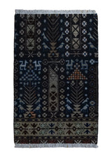 A34849 Oriental Rug Indian Handmade Area Transitional 1'11'' x 2'11'' -2x3- Blue Geometric Design